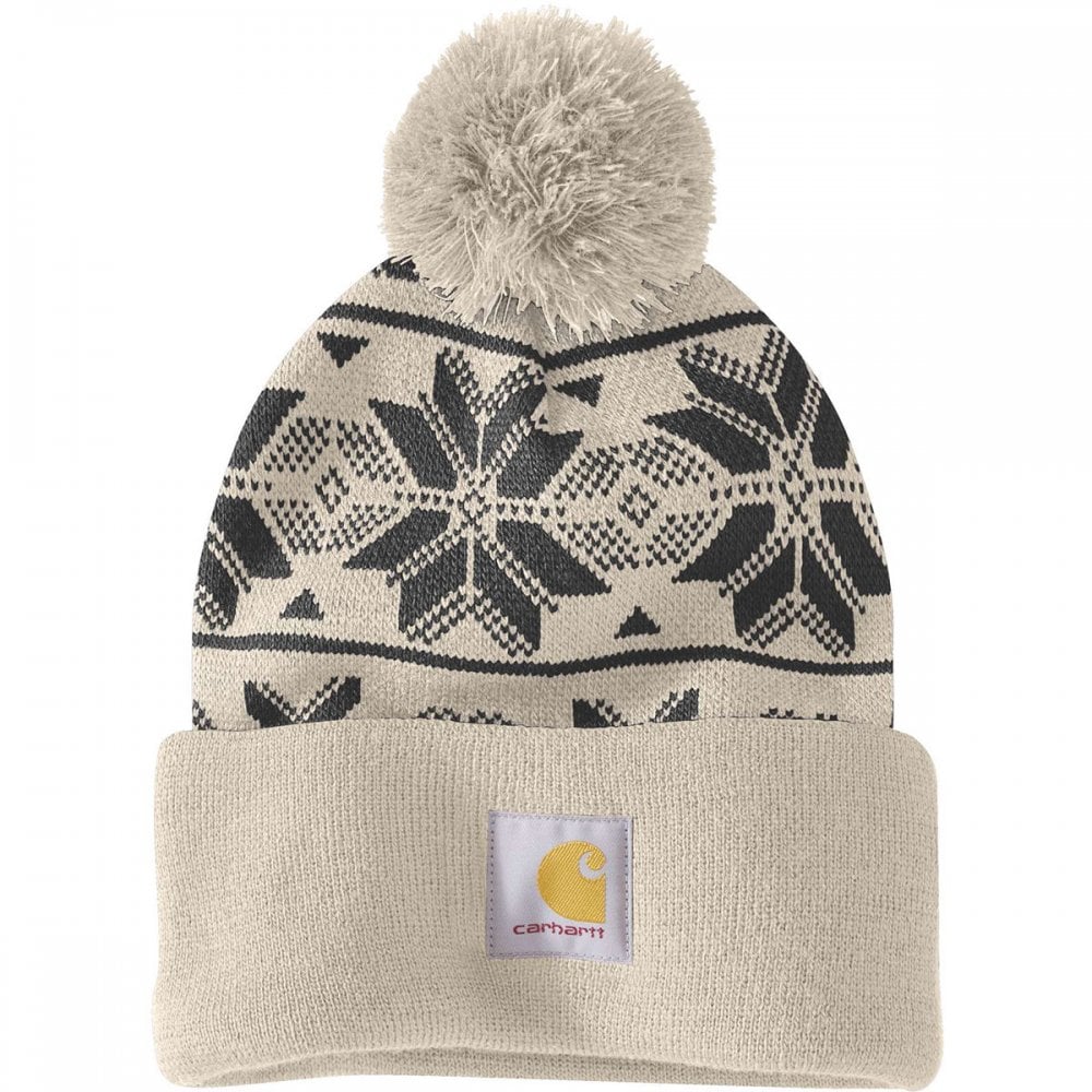 106647 Womens Knit Pom Jacquard Beanie