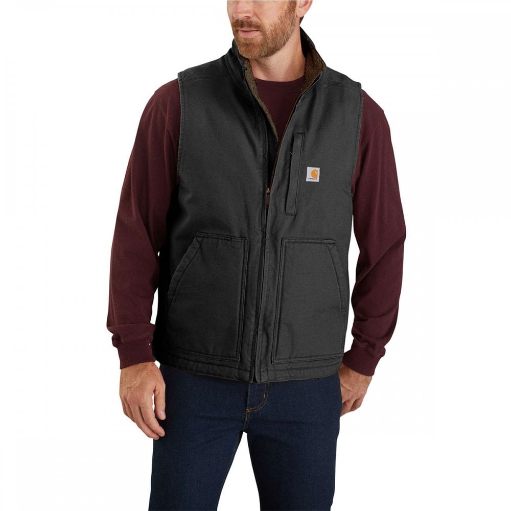 104277 Washed Duck Lined Mock Neck Vest Gilet - Loose, generous fit